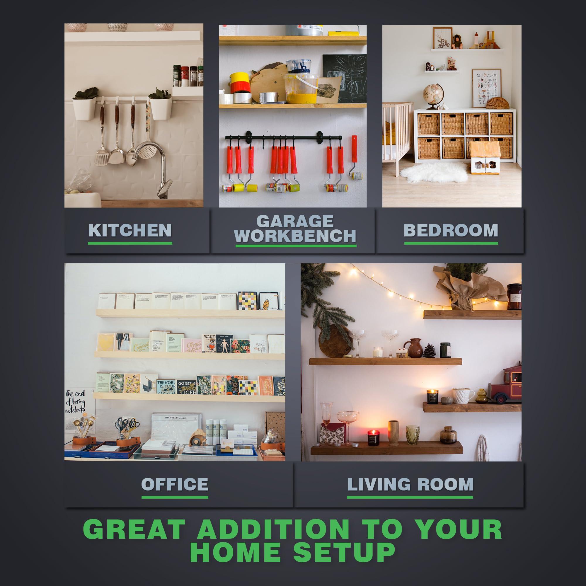 HOVR Hovr Solutions Classic 23.75 (2-Foot), Aluminum Floating Shelf Bracket System, 300LB Load Capacity, Hidden Support Bracket Up to 31 Shelf, 3-Pack