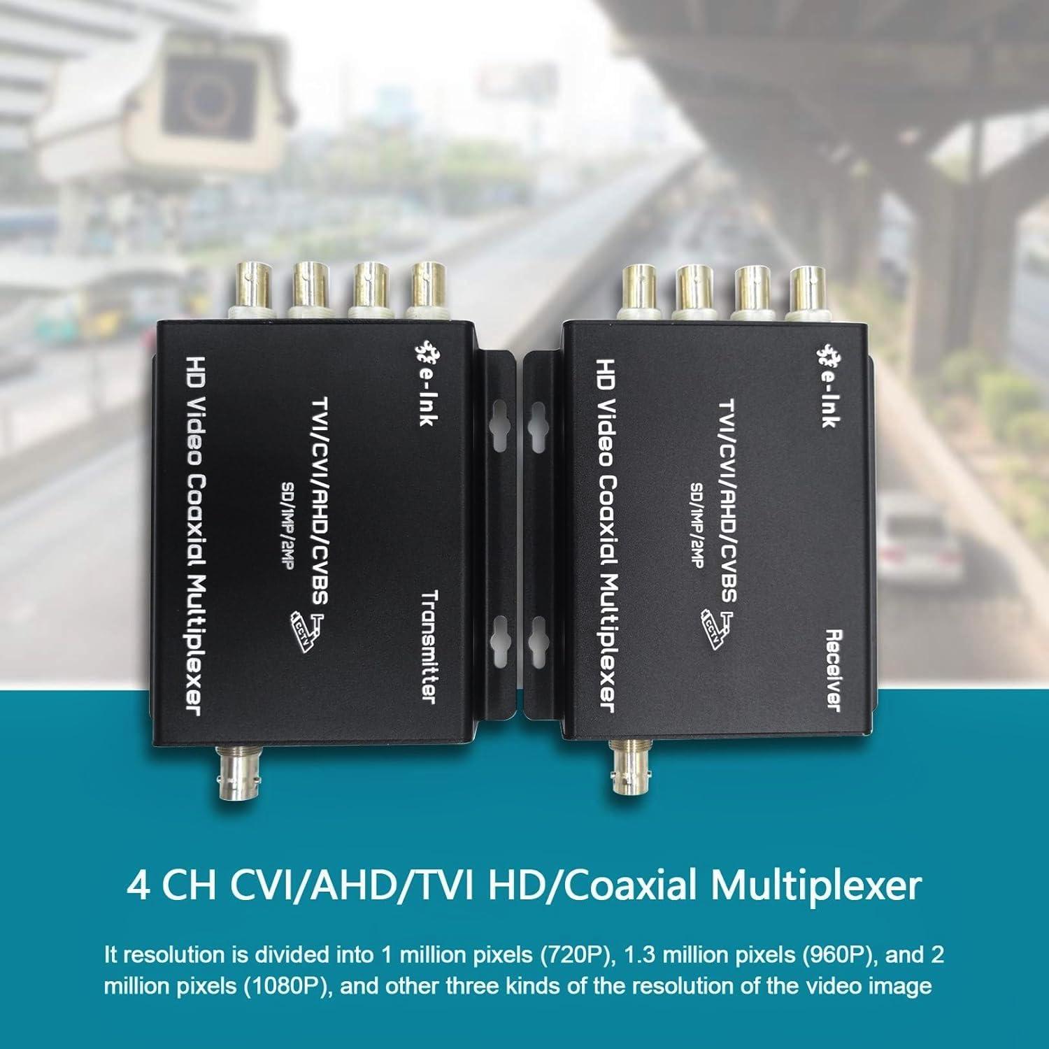 E-link E-link 4 Channel Video Multiplexer - 4Ch CCTV Video Multiplexer Over 1 Coaxial Cable for Standard Analog Cameras