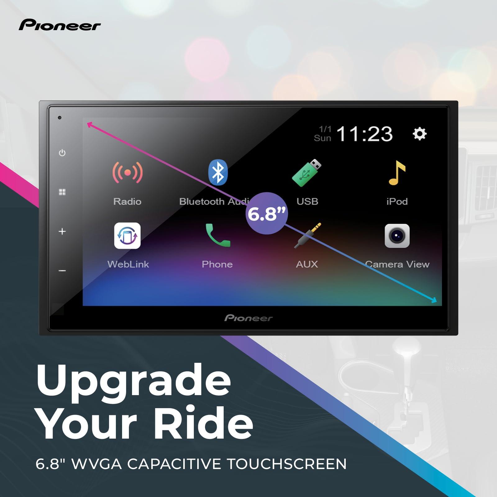 Pioneer Pioneer DMH-342EX Digital Multimedia Receiver with Weblink, 6.8 Capacitive Touchscreen, Double-DIN, Built-in Bluetooth, Amazon Alexa via App, Backup Camera Compatible