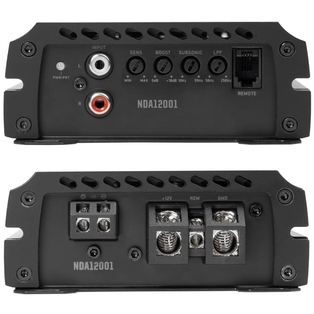 NVX NVX NDA12001 2400W Peak (1200W RMS) N-Series Class-D 1-Ohm Stable Monoblock Amplifier with Remote Bass Knob