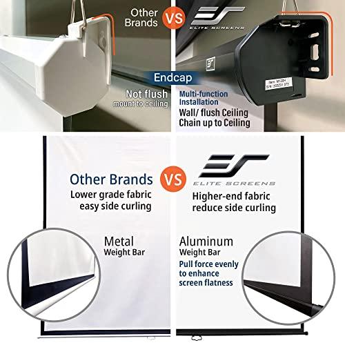 Elite Screens Elite Screens Manual B 125-INCH Manual Pull Down Projector Screen 1:1 Diag 4K 8K 3D HD Home Movie Theater Slow Retract Mechanism, M125S