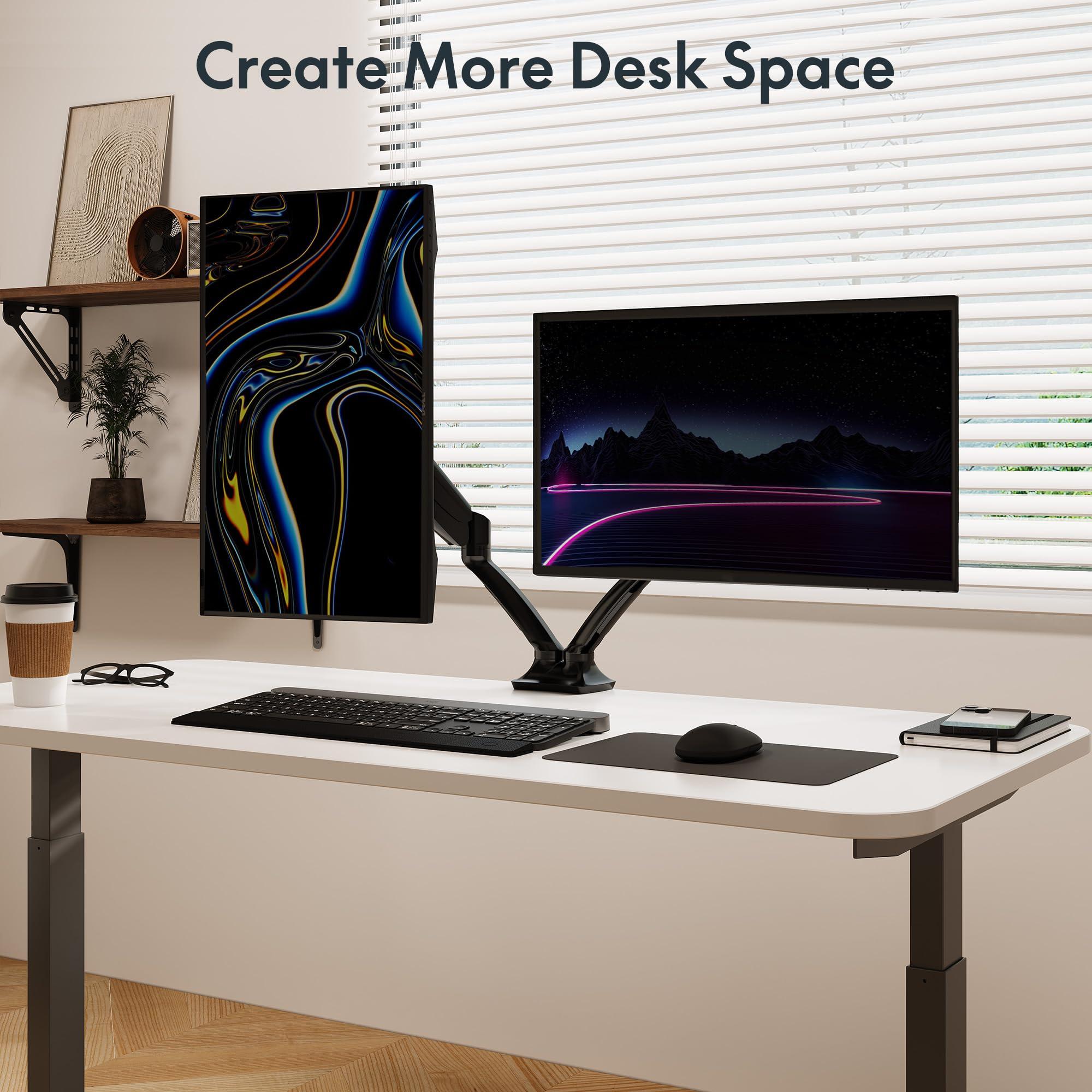 FLEXISPOT FlexiSpot Dual Monitor Stand for Desk Adjustable Spring Monitor Arm Desk Mount Hold up to 3.3 to 11lbs Vesa Dual Monitor Mount with C Clamp for 10 to 27 Inch Computer Screens