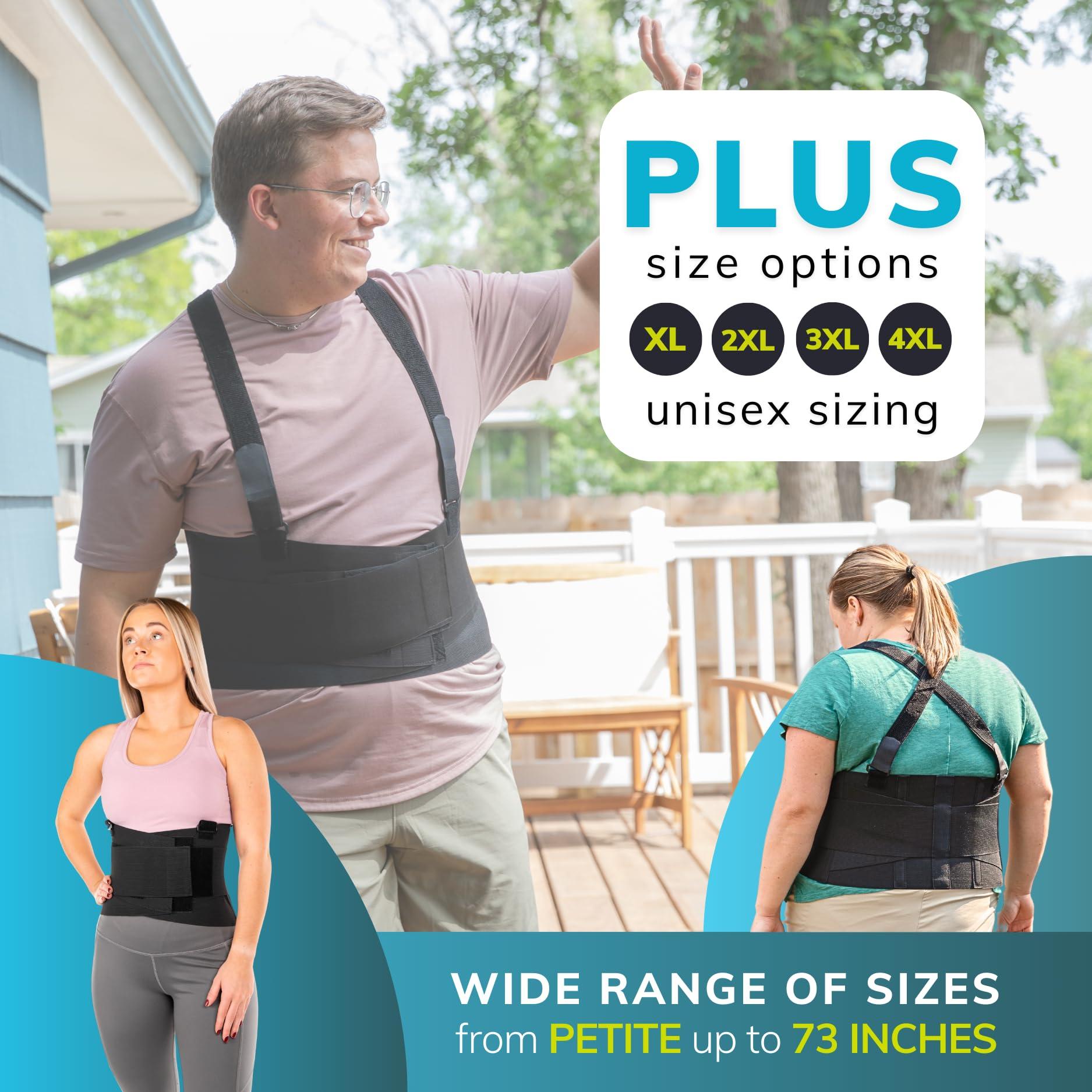 BraceAbility BraceAbility Work Back Brace - Removable Suspender Shoulder Straps for Heavy Lifting Safety - Industrial Lower Back Pain Protection Belt for Men and Women in Construction, Mover, Warehouse Jobs (4XL)