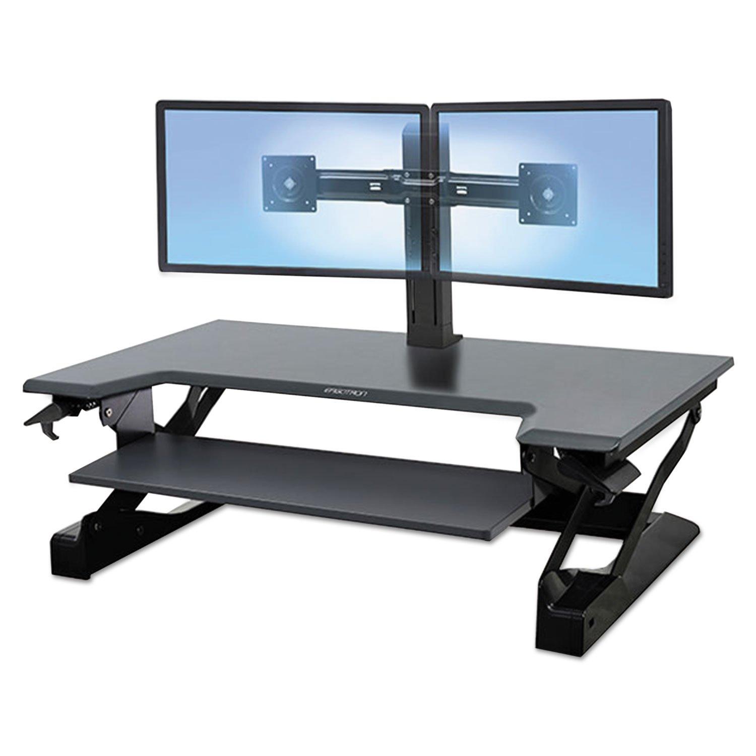 Ergotron Ergotron  USA Assembled WorkFit-TL Standing Desk Converter, Dual Monitor Sit Stand Desk Riser for Tabletops  37.5 Inch Width, Black, TAA Compliant