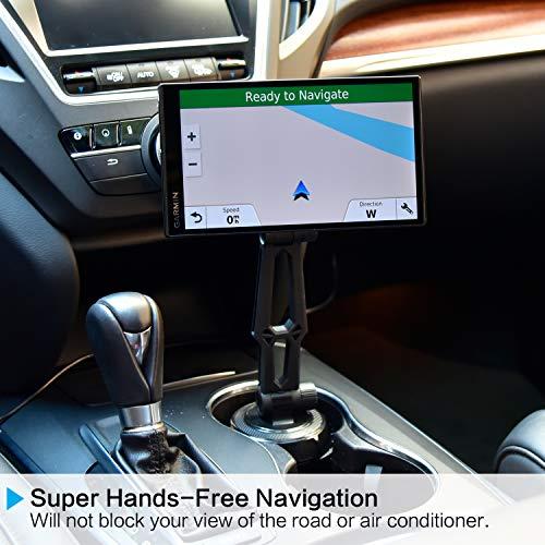 Huanchenda GPS Car Mount Cup Holder with Adjustable Arm for Garmin - Replacement GPS Cupholder Ball Mount for Garmin Nuvi Dezl Drive Drivesmart Zumo Driveassist DriveLuxe StreetPilot RV Portable Navigator