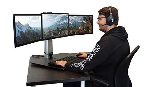 Victor Victor DC475 High Rise Electric Triple Monitor Gaming Desk|3Large Monitor Sit-Stand Desk |28” Wide Gaming Surface|Compatible with Any Standard Desk|Adjustable Monitor Holder|Cable Management Included