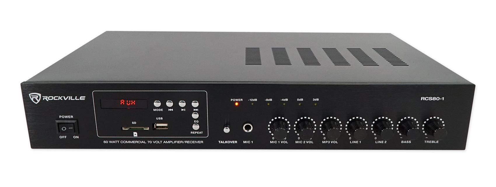 Rockville Rockville Commercial Restaurant Amp+(8) Black 3.5\" Cube Speakers+Wall Controller