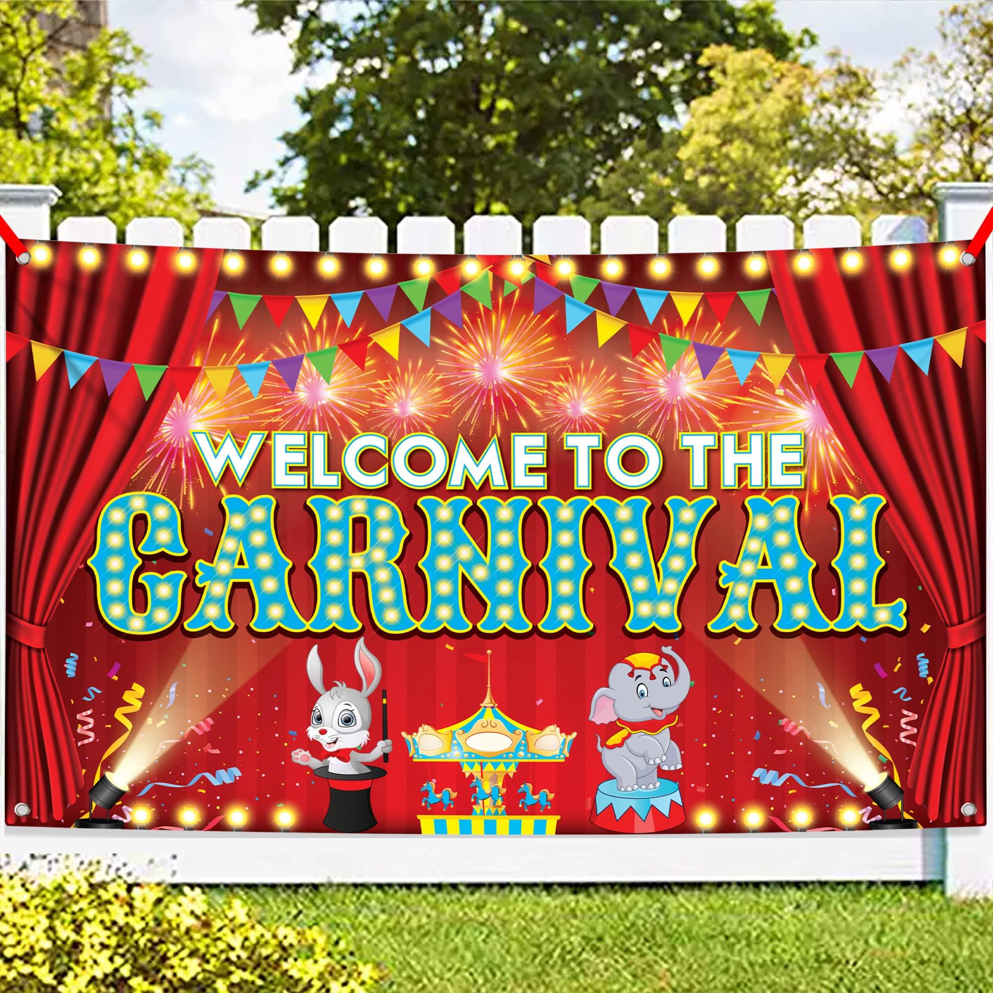 KatchOn KatchOn, XtraLarge Carnival Backdrop - 72x44 Inch, Welcome Banner - Carnival, Circus Party Decorations