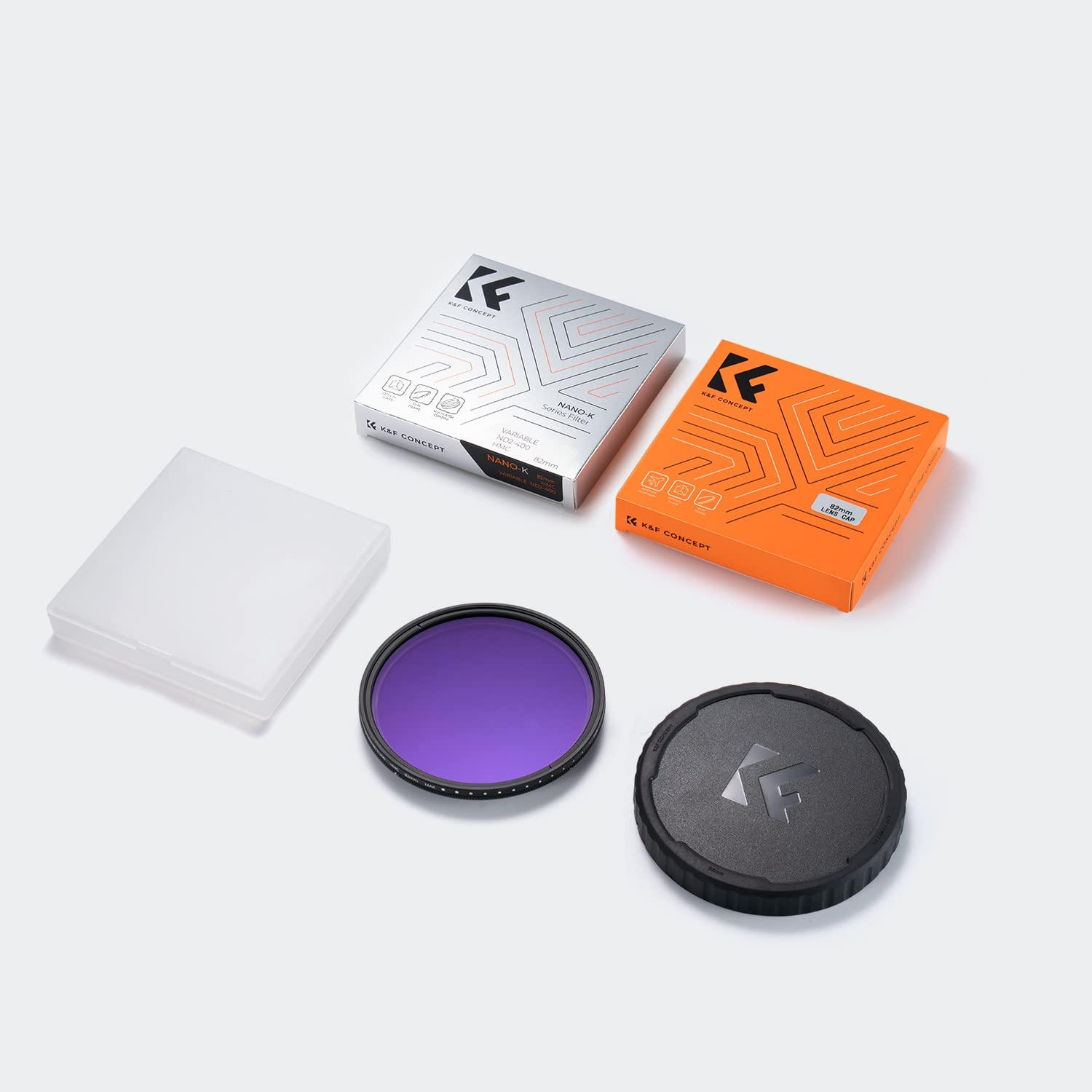 K&F Concept K&F Concept 72mm Variable ND2-400 (1-9 Stops) ND Lens Filter + TPU Filter Cap Adjustable Neutral Density Filter with 18 Multi-Coated- K Series