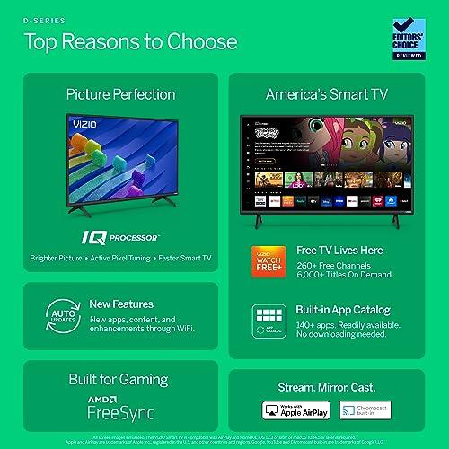 VIZIO VIZIO 24-inch D-Series 720p Smart TV with Apple AirPlay and Chromecast Built-in, Alexa Compatibility, D24h-J09, 2021 Model