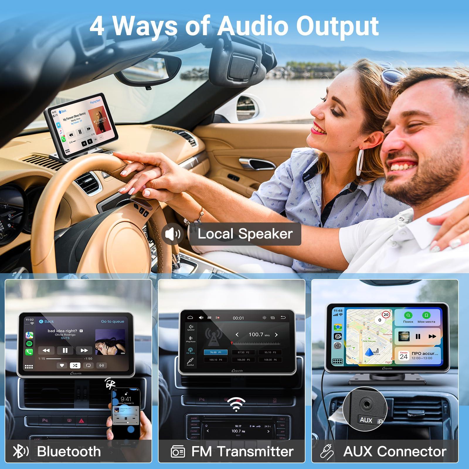 Carpuride Carpuride W701, Portable Wireless CarPlay Screen for Car- 7 Inch Car Play Screen Compatible with Android Auto and Apple CarPlay - Multimedia Player, Bluetooth, Navigation Screen for All Vehicles