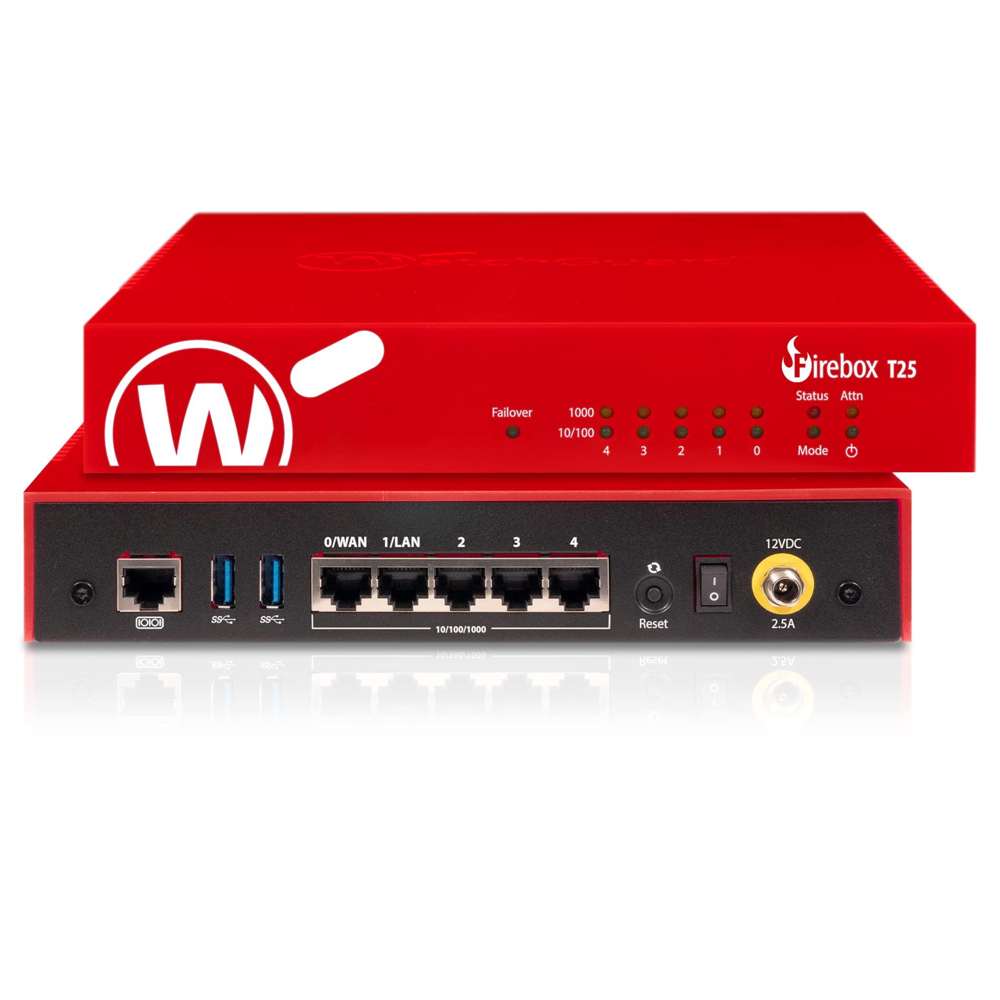 WatchGuard WatchGuard Firebox T25 Network Security Appliance with 5 Year Basic Security Suite License - Advanced Firewall, VPN, Intrusion Prevention (WGT25035)