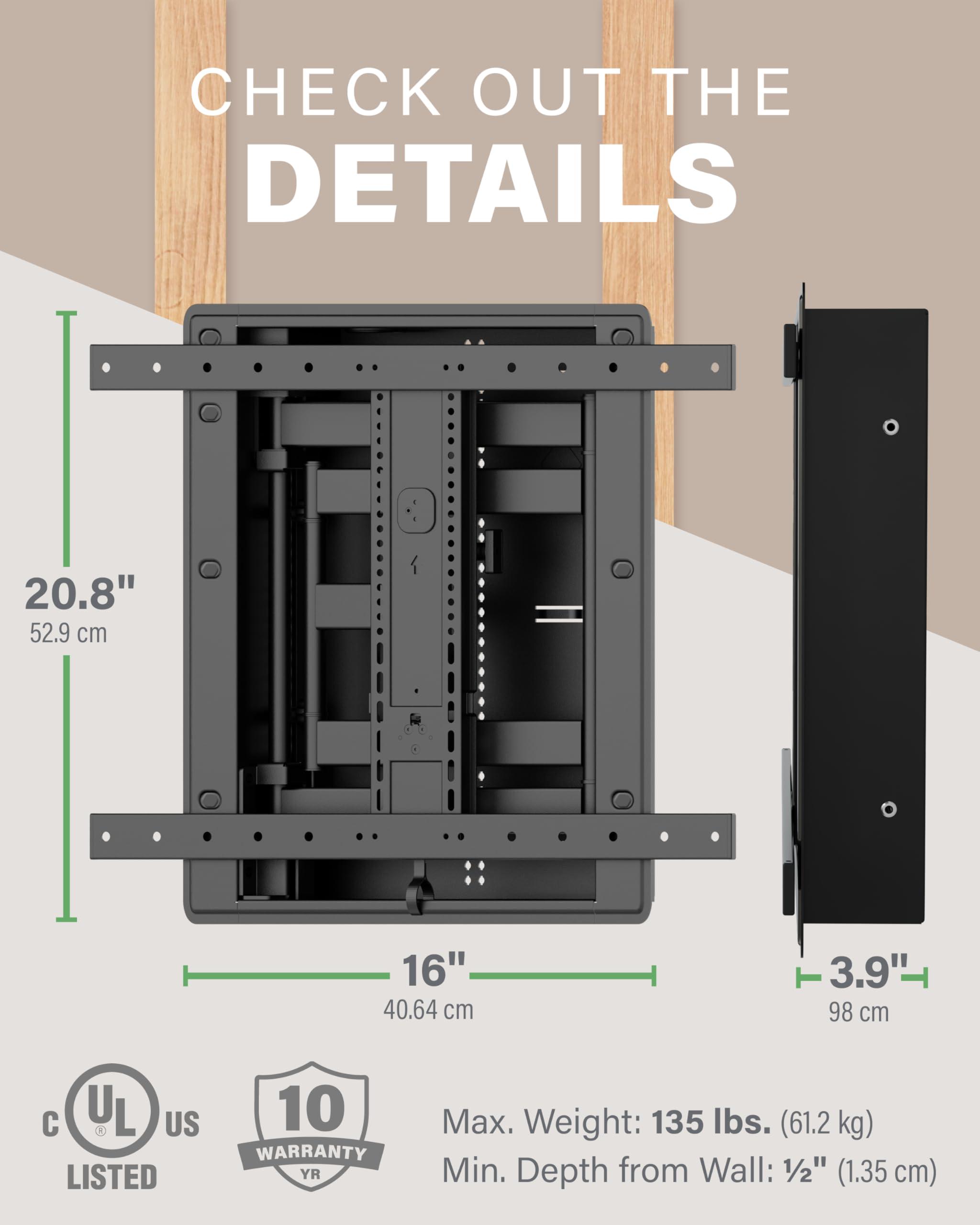 Sanus SANUS Recessed TV Wall Mount for 42"-85" Screens - Premium Full Motion TV Mount Tilts, Swivels & Extends for Optimal Views - Easy Install & Low Profile Design - VIWLF128-B2