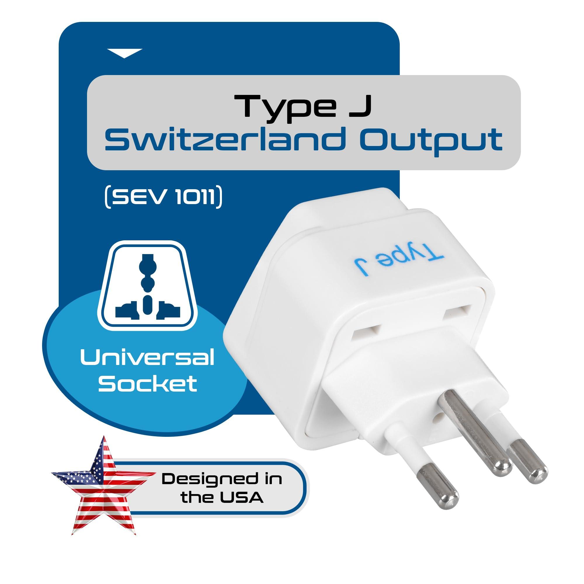 Ceptics Ceptics Switzerland Travel Plug Adapter (Type J) - 3 Pack [Grounded & Universal] (GP-11A-3PK)