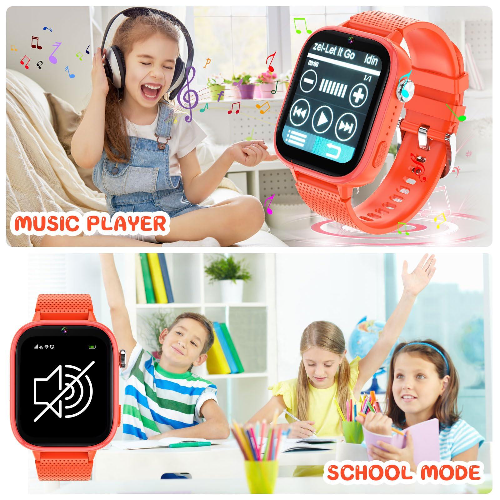 OKYUK OKYUK 4G Smartwatch, Kids Watch for Kids with SIM Card, 47 Exciting Games, Two-Way Calling Feature, SOS Emergency Call Button Ideal for Kids Aged 3-12, Childrens Cell Phone Alternative (Orange)