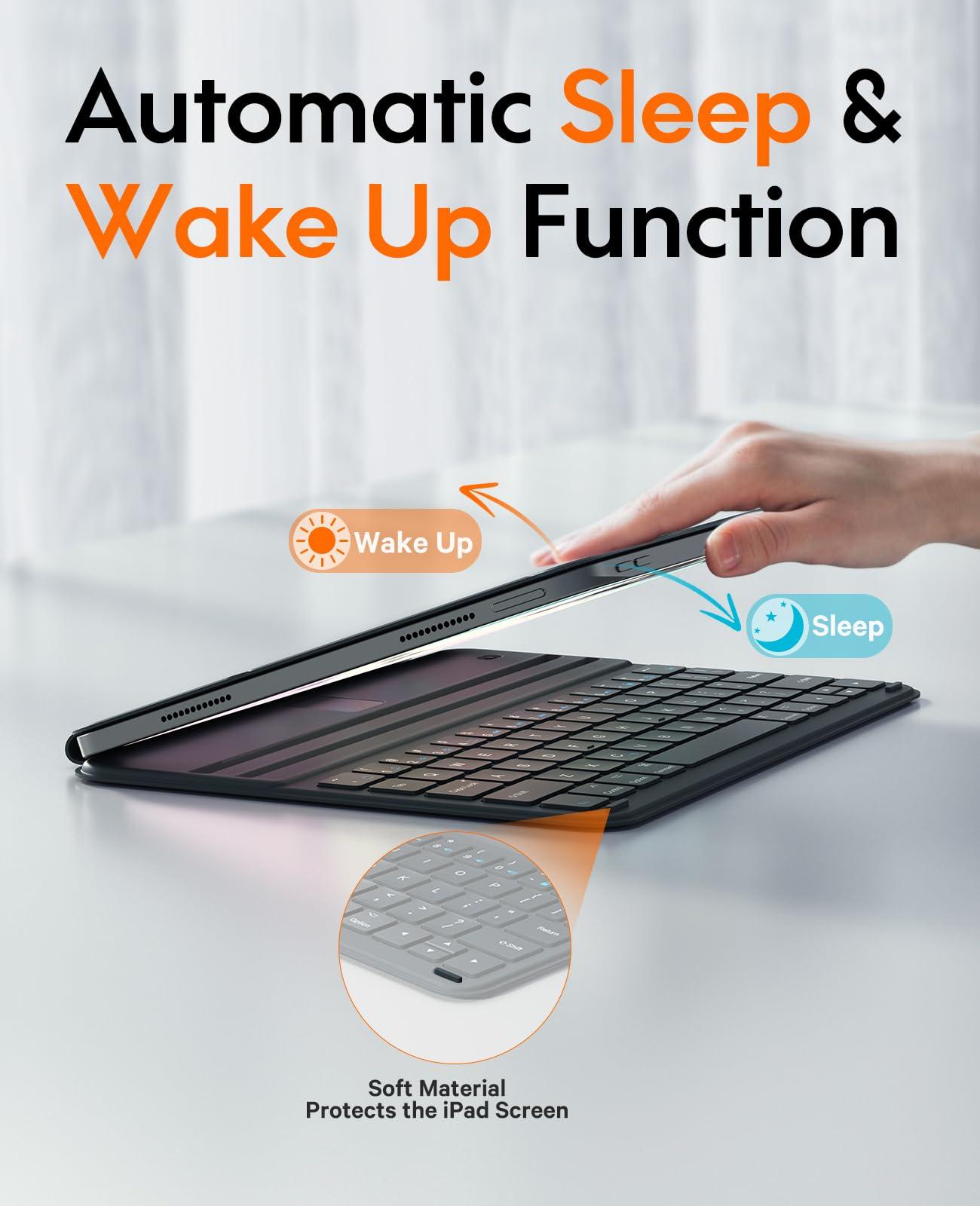 CHESONA CHESONA Ultra-Light for iPad 10th Case with Keyboard (10.9", 2022), Detachable Magnetic Folio Keyboard Case for iPad 10th, 868H Lasting via CR2032, Long Slim & Portable Wireless Keyboard, Grey