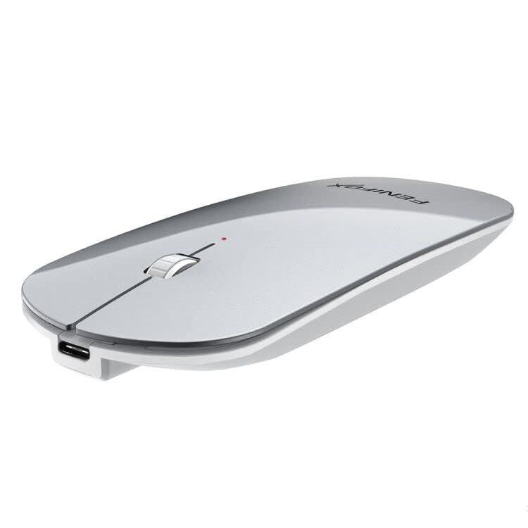 FENIFOX FENIFOX Bluetooth Mouse, Slim Mini Portable Flat Travel Wireless Mouse Rechargeable Quiet Ultra-Thin Mice Compatible with Laptop,Tablet,Notebook,PC (Silver and White)