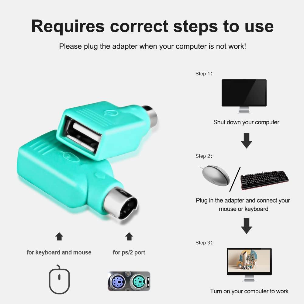 Oxsubor PS2 to USB Female,PS/2 Male Converter Changer Adapter for Wired Mouse 2pcs by Oxusbor(Notice:Can\'t Match All Motherboard,Have Matching Problem)