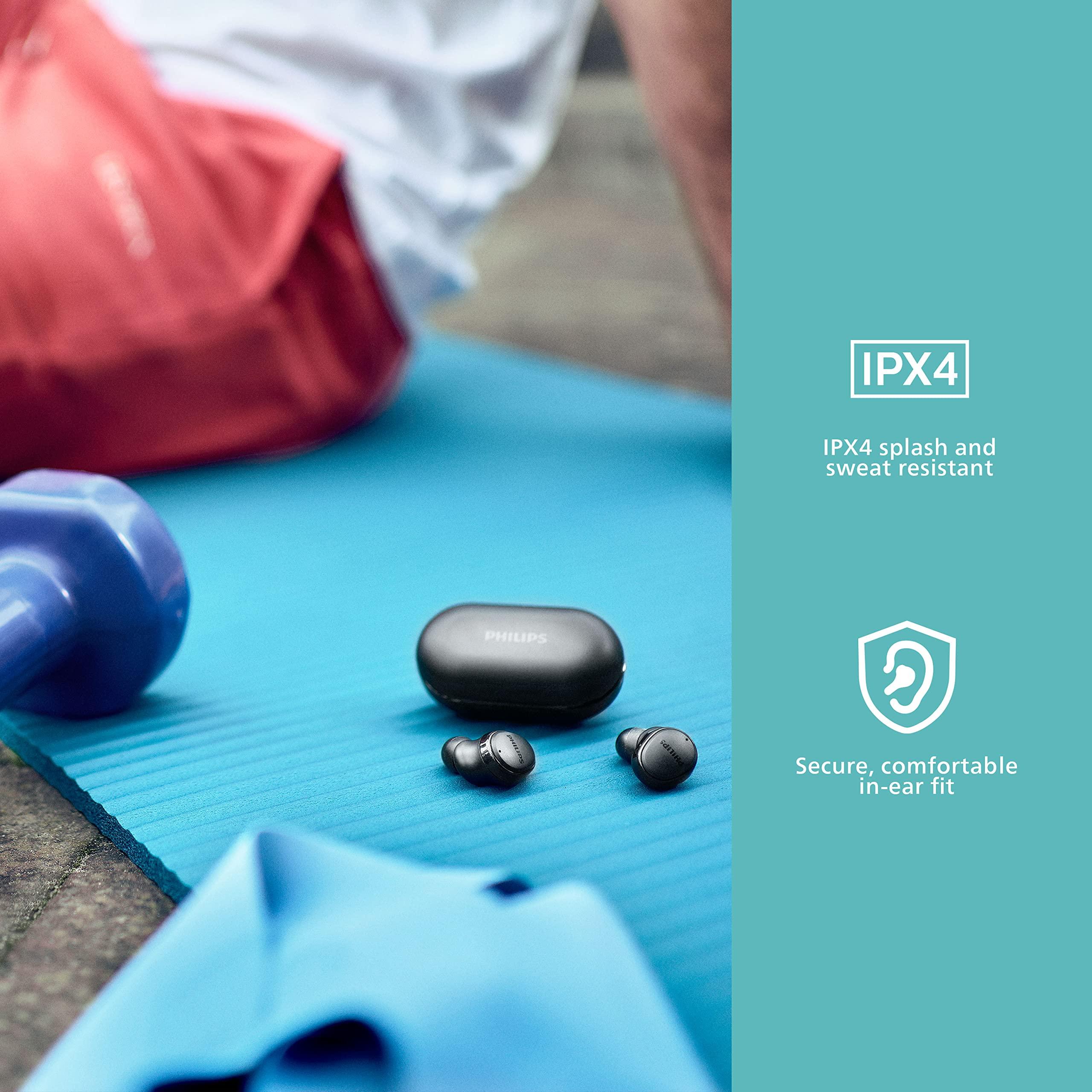 PHILIPS PHILIPS T4556 True Wireless Headphones with Active Noise Canceling (ANC) and IPX4 Water Resistance, Black