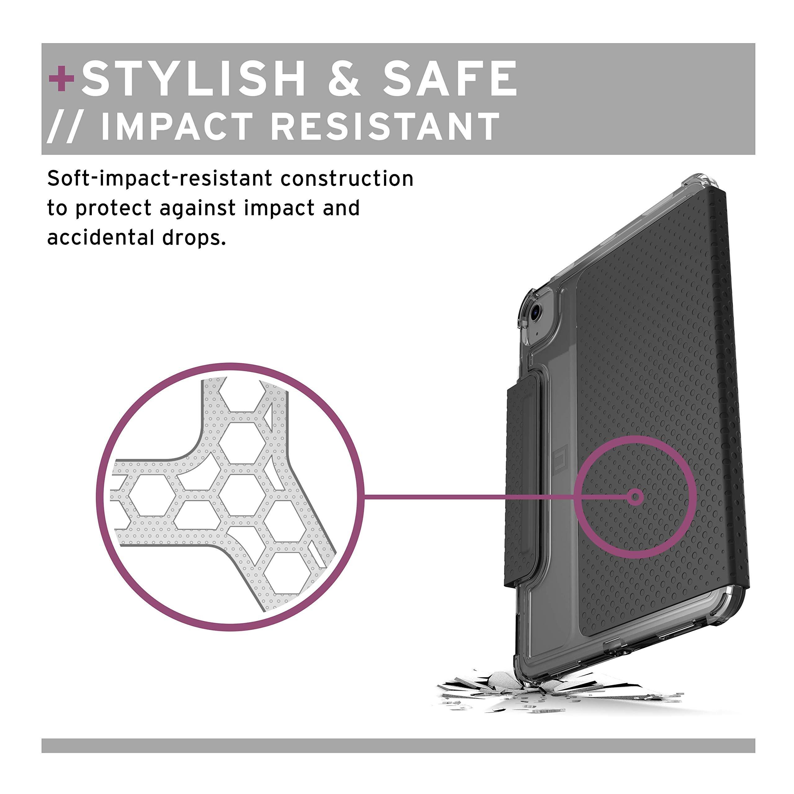 URBAN ARMOR GEAR [U] by UAG iPad Air 10.9-inch (4th Gen, 2020)/iPad Pro 11-inch (2nd Gen, 2020) Case Lucent Translucent Lightweight Ultra-Slim Full Body Auto Sleep/Wake Folio Cover, Black/Ice