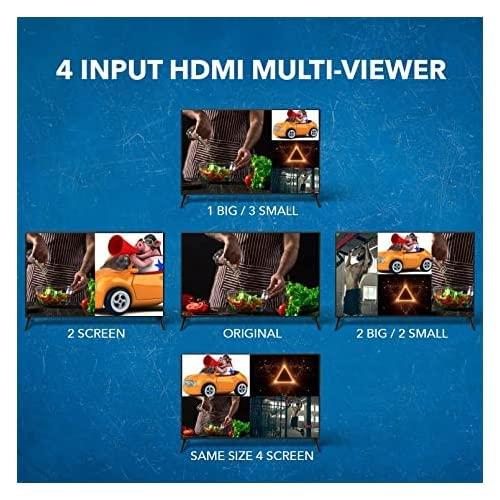 OREI OREI Quad Multi HDMI Viewer 4 in 1 Out, HDMI Switcher 4 Ports Seamless Switcher and IR Remote Support 1080P for PS4/PC/DVD/Security Camera, HDMI Switch VGA Output - HD-401MV
