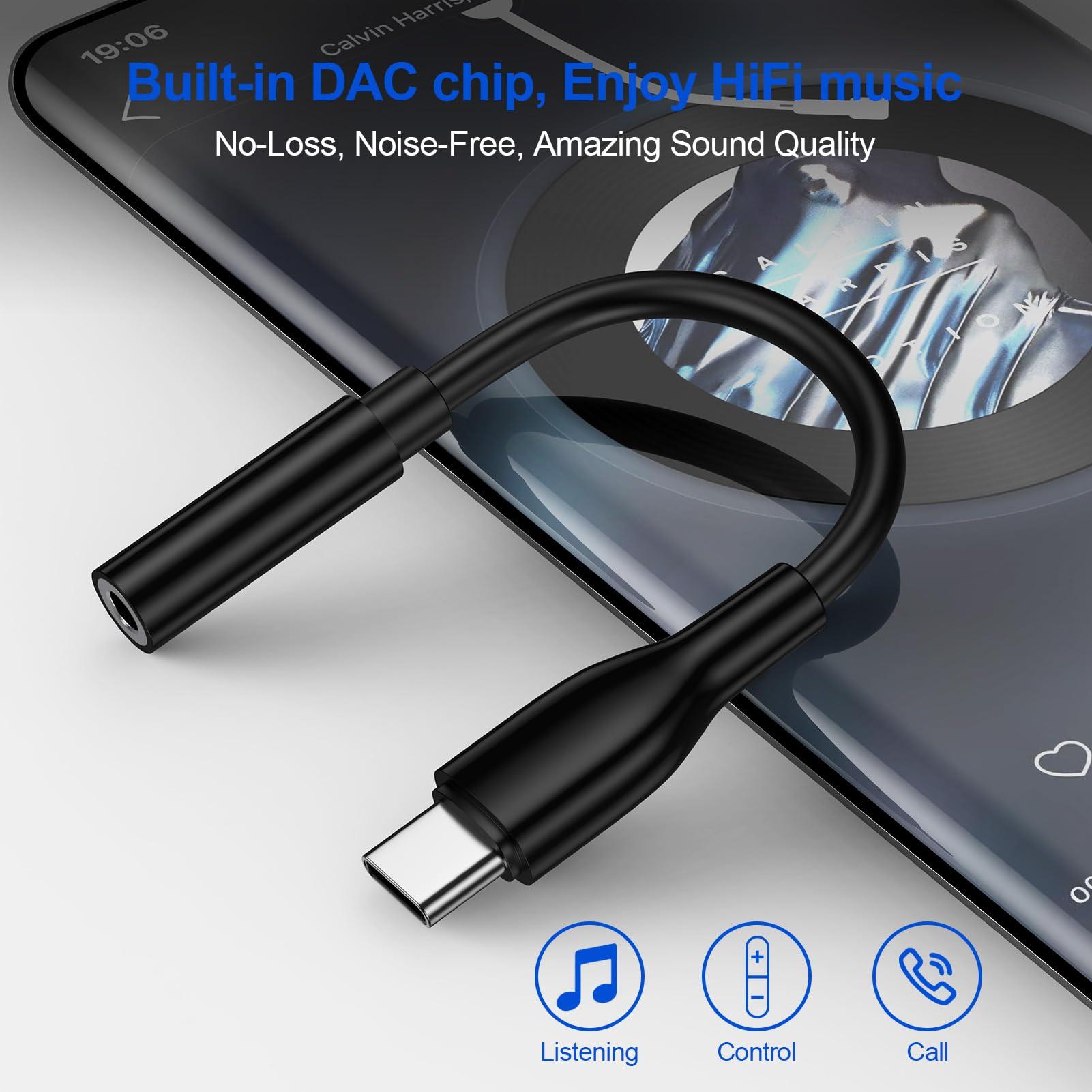 UorMe USB C to 3.5mm Headphone Adapter for Google Pixel 9 Pro XL Fold 8A 7A 6A 5A, 2Pack Type C Audio Adapter Headphone Jack Aux Cord for Samsung Galaxy A14 A15 A16 A54 A55 A53 S24 FE Ultra S23 S22 Plus