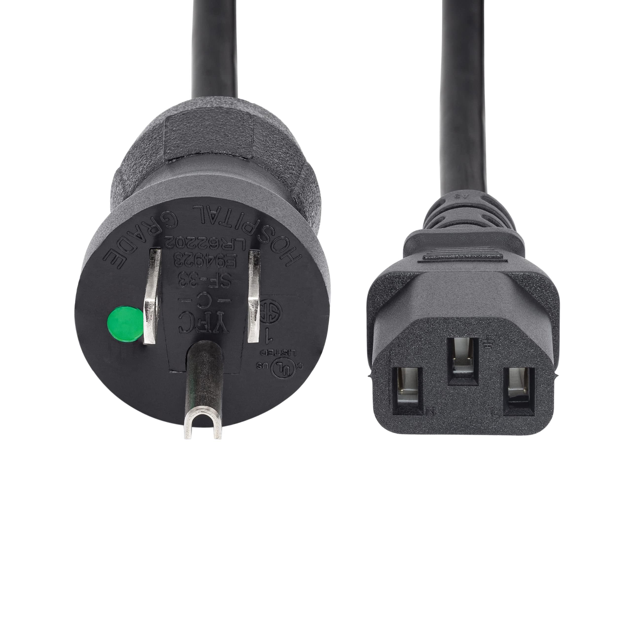 StarTech.com StarTech.com 15ft (4.6m) Power Cord, NEMA 5-15P to C13, 10A/125V, 18AWG, PC Power Cable, Printer/Monitor Power Cord, UL Listed