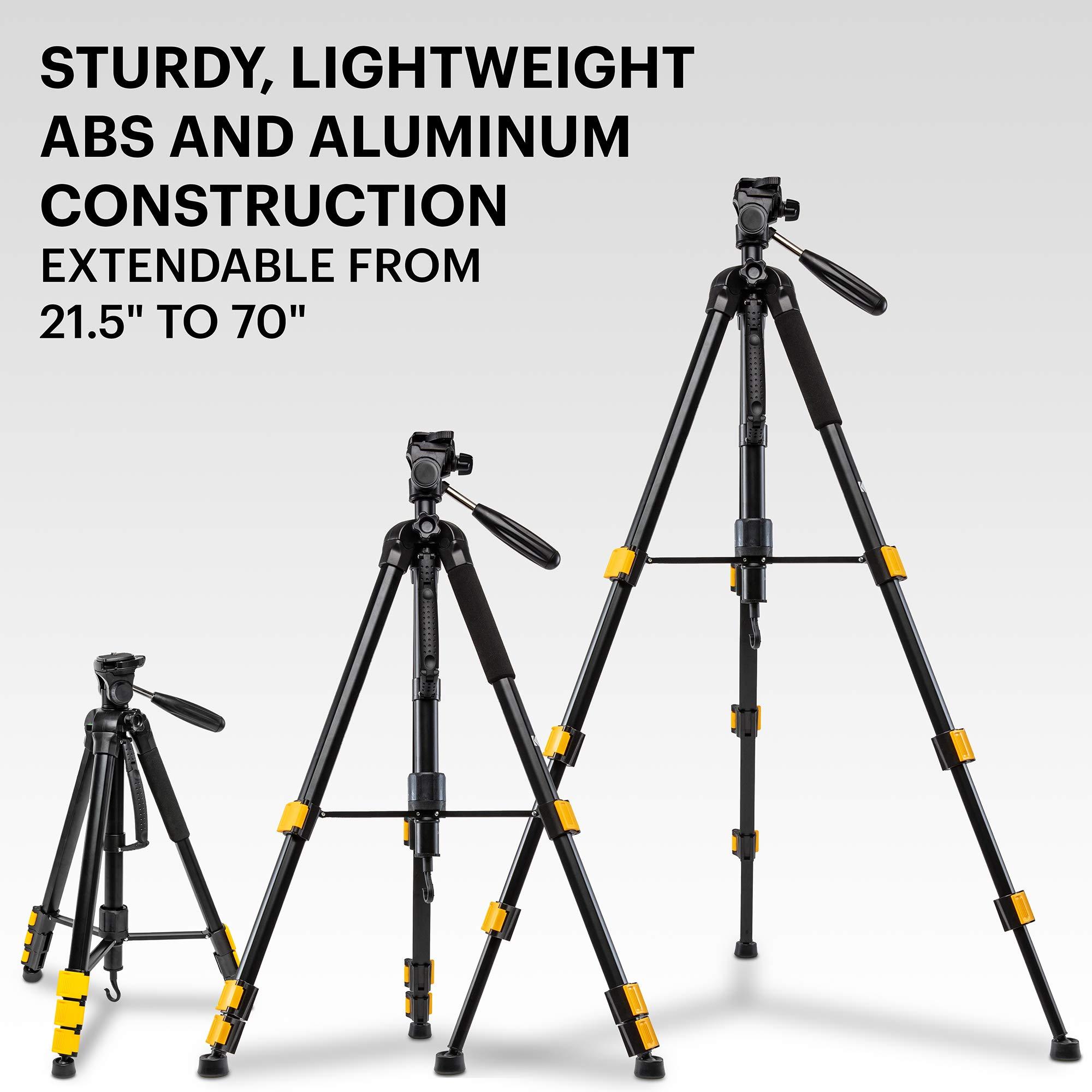 KODAK KODAK PhotoGear 2-in-1 Tripod & Monopod | Lightweight 70" 4-Section Flip-Lock Aluminum | Converts to 64.5" Monopod | QuickRelease Plates, 3-Way Swivel Head, Bubble Level | BONUS E-Guide & Case