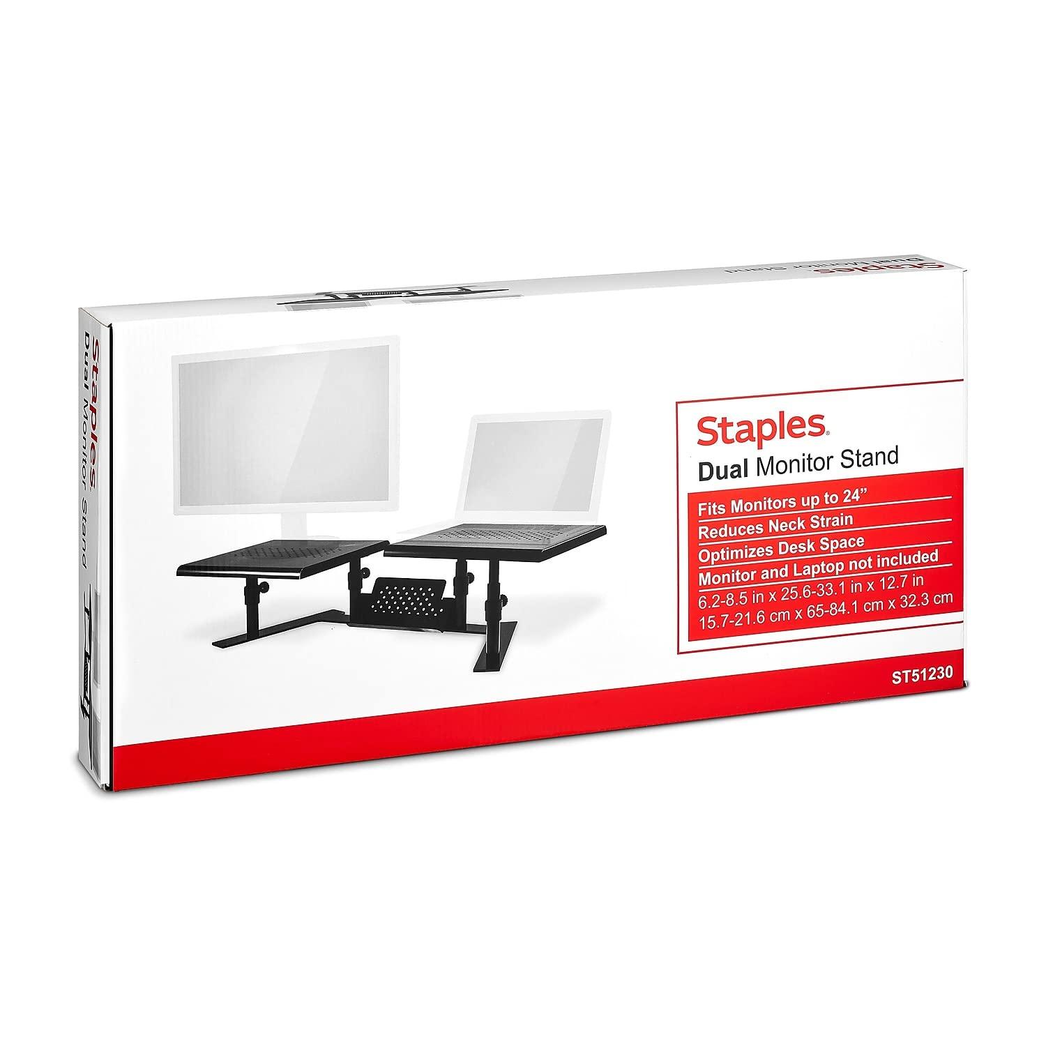 STAPLES Staples 2658099 Dual Monitor Adjustable Stand (51230)