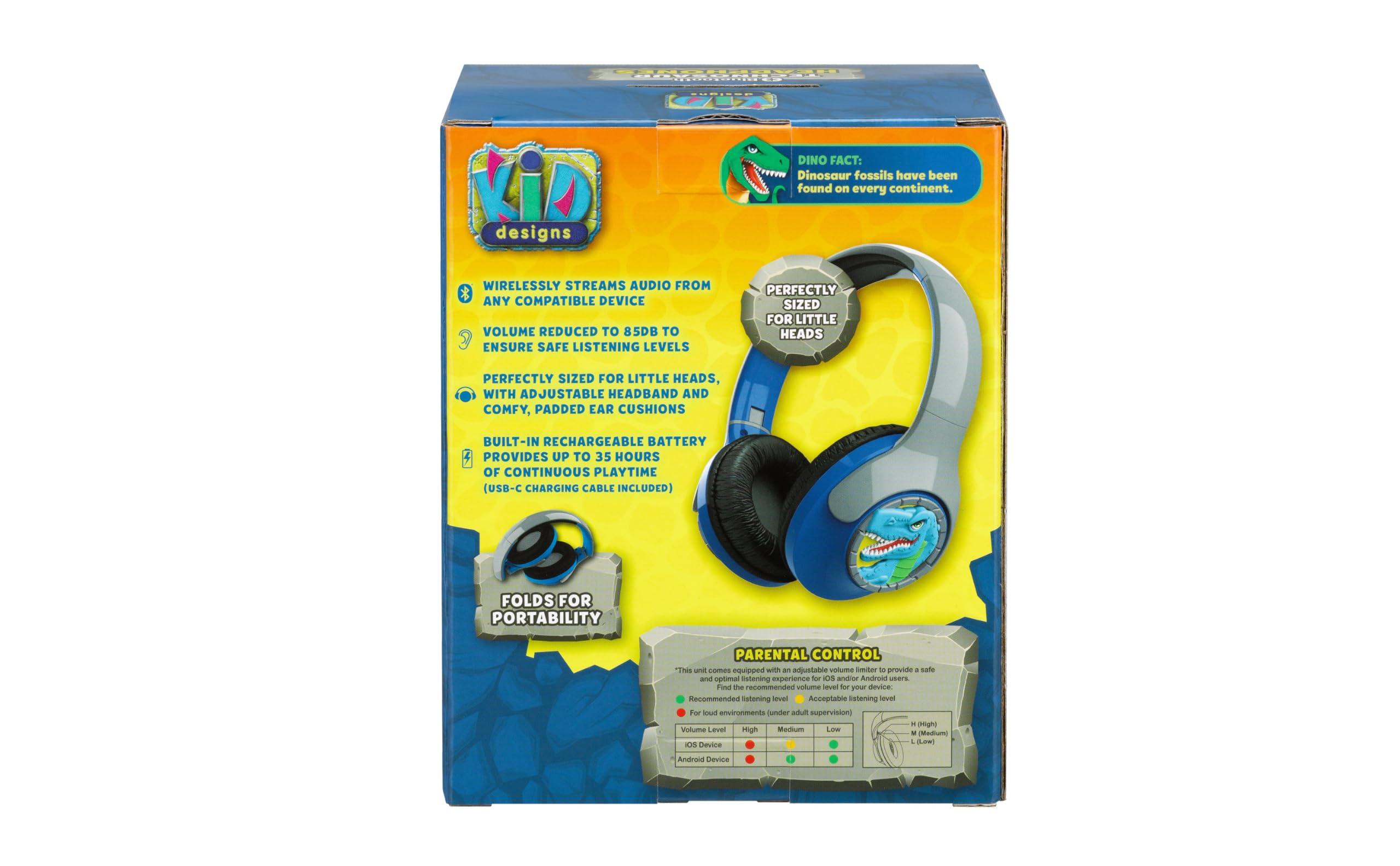 eKids eKids Dinosaur Headphones for Kids, Volume Reduced Bluetooth Headphones for School, Home, or Travel