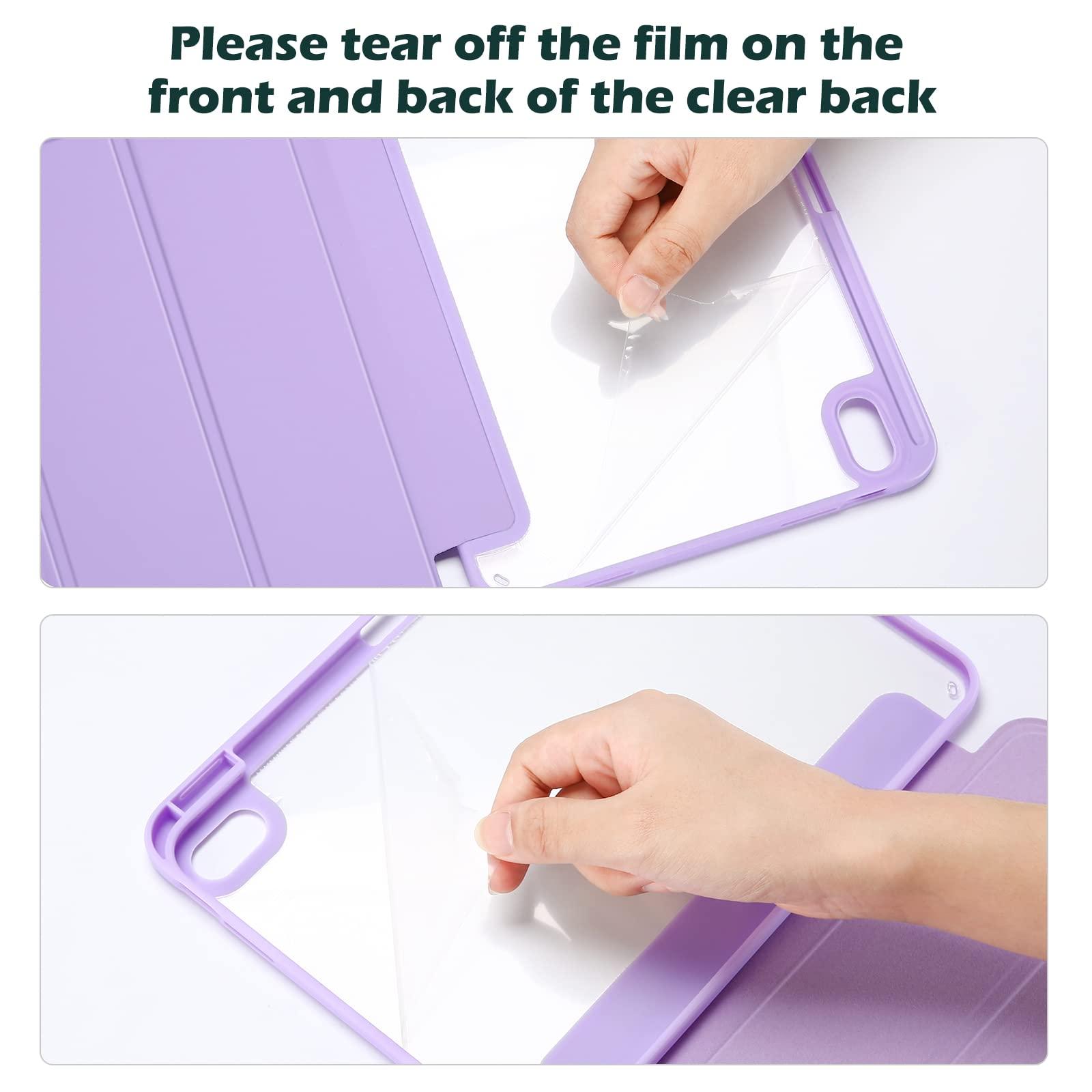 ProCase ProCase for iPad 10th Generation Case with Pencil Holder 2022 10.9 Inch, Clear Back iPad 10 Case, 10th Gen iPad Case for A2696 A2757 A2777 -Purple