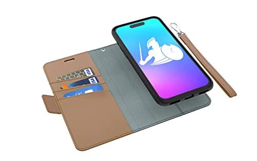 DefenderShield DefenderShield EMF Protection & 5G Anti Radiation iPhone 14 Plus Case - RFID Blocking EMF Shield Detachable Wallet Case with Magnetic Closure (Brown)
