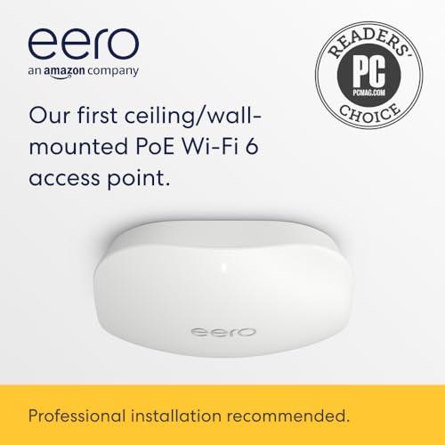 eero Amazon eero PoE 6 - Ceiling/wall-mountable, Dual-band Wi-Fi 6 access point, PoE powered, AC adapter not included