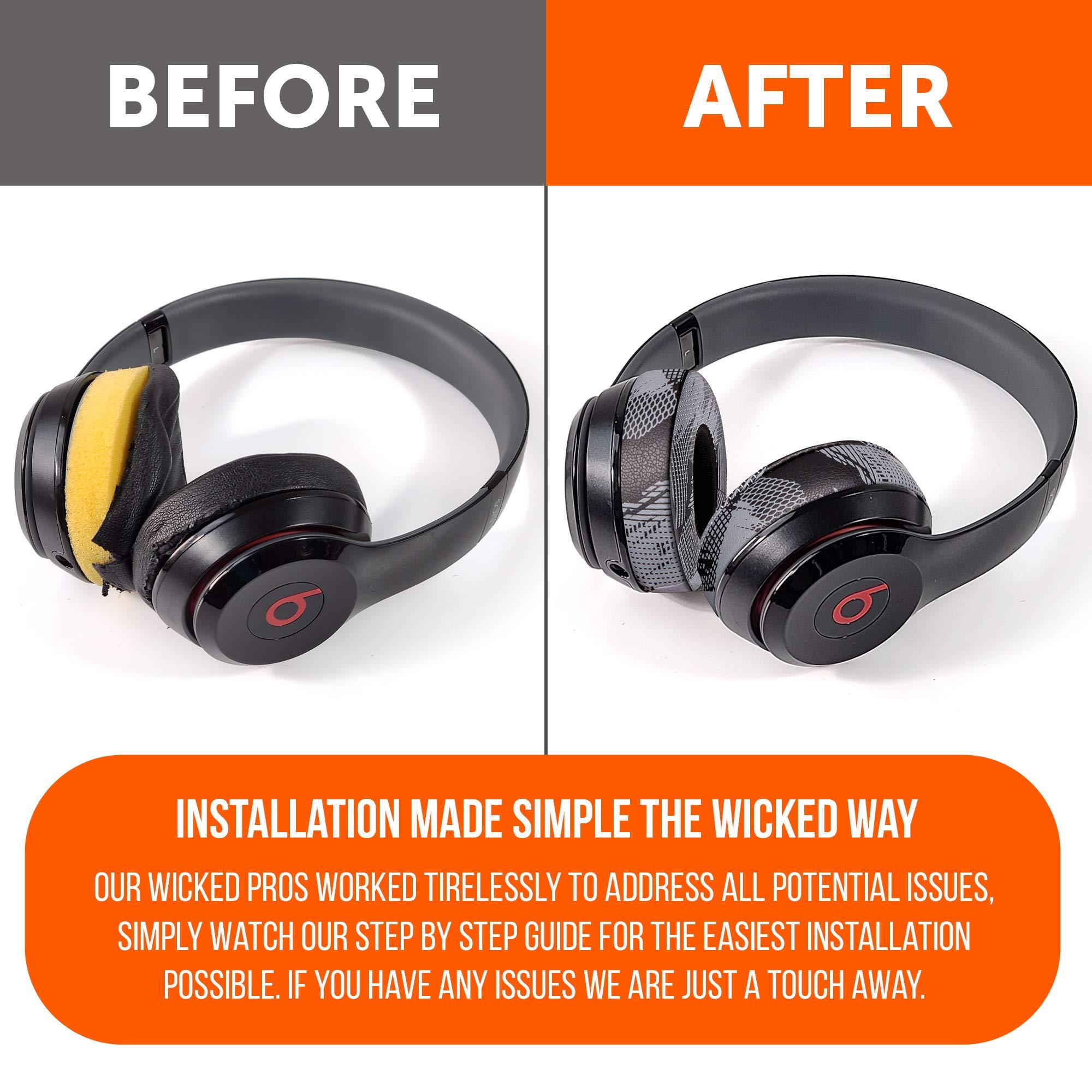 WC WC Extra Thick Replacement Earpads for Beats Solo 2 & 3 by Wicked Cushions - Ear Pads for Beats Solo 2 & 3 Wireless ON-Ear Headphones - Soft Leather, Luxury Memory Foam, Strong Adhesive | Anthracite