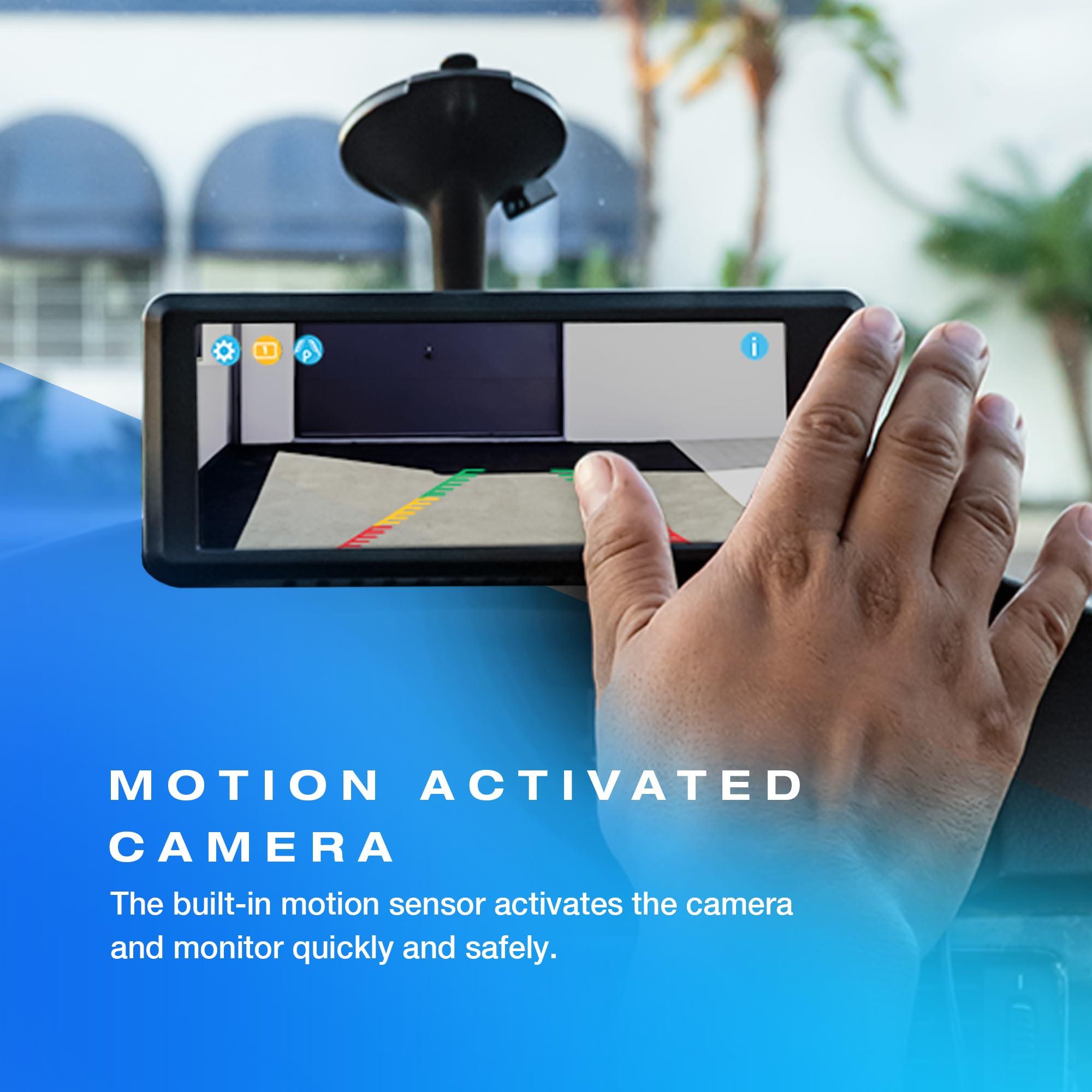 TYPE S TOURING ITEMS Type S Solar-Powered Wireless Backup Camera with Adjustable Lens 6.8" Touch Screen LCD Rear View Wireless Camera Back up Camera License Plate Camera with Night Vision (Upgraded Version)