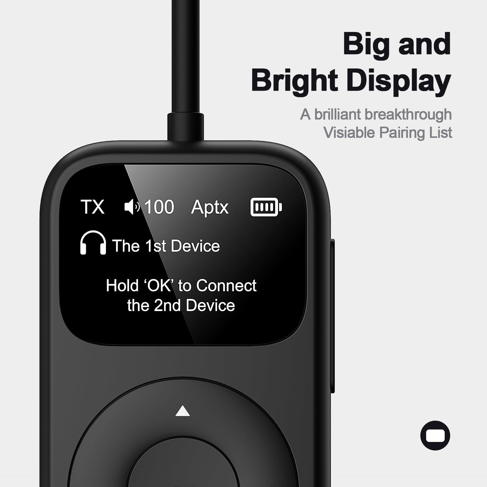 EITIPOK EITIPOK SoundSync Pro Bluetooth Transmitter & Receiver for Airplane, Easy Setup Bluetooth Audio Transceiver for 2 BT Devices, Volume Control, RCA for TV