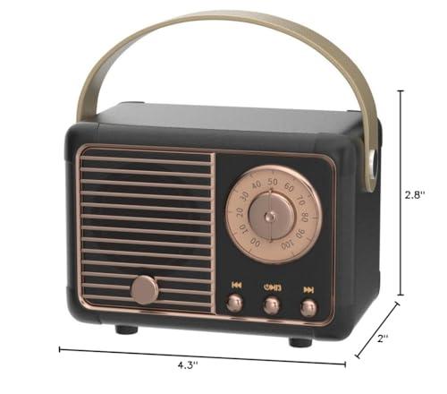 Baolira Baolira Retro Bluetooth Speaker, Portable Wireless Speaker with Crystal Clear Stereo Sound and Rich Bass,Retro Decor for Desk Bedroom Kitchen, Birthday Gifts for Women Men Teens (Black)