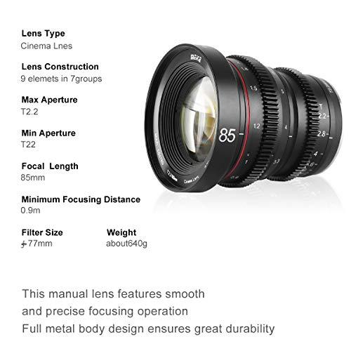 Meike MEKE 85mm T2.2 Mini Fixed Prime Manual Focus Wide-Angle Cinema Lens for M43 Micro Four Thirds MFT Mount Cameras BMPCC 4K Z CAM E1 E2 E2C