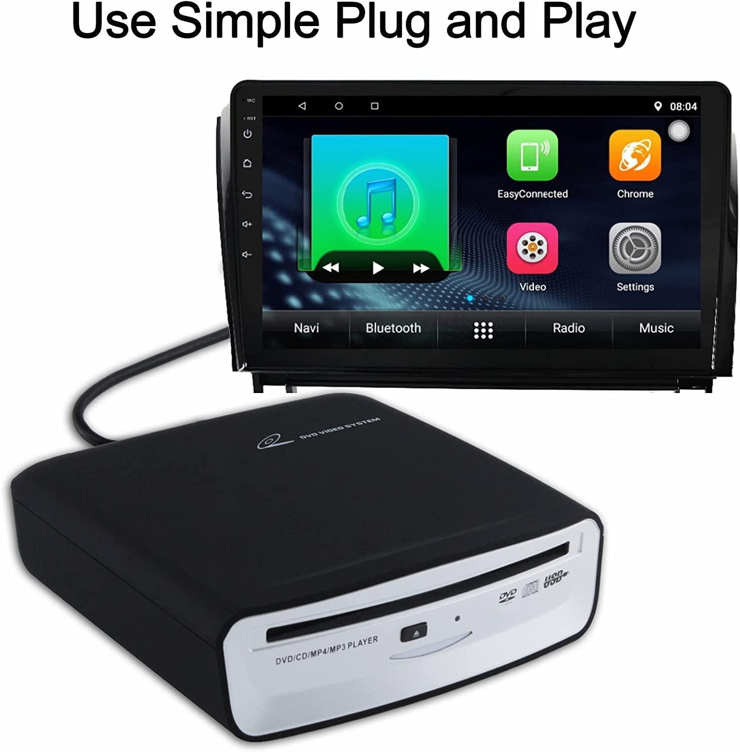 WUGOSU External Car CD Player Machine USB Vehicle CD Player, External USB CD Player for Car Android Navigation-Plug and Play(Android Version 4.4 and Above)