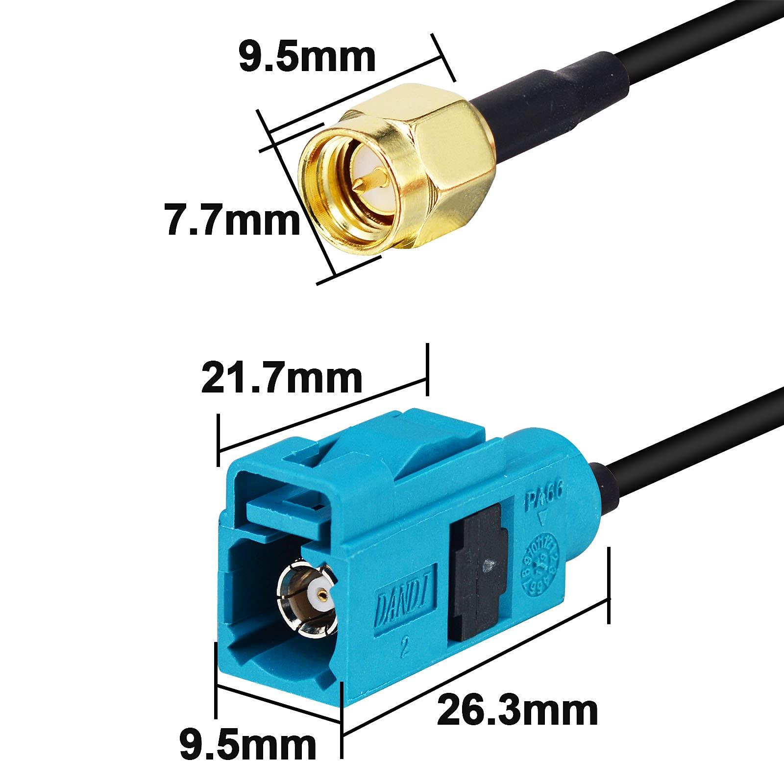 onelinkmore Vehicle Car GPS Antenna Cable Fakra Z Female to SMA Male 6.5 Feet for Vehicle Truck SUV Car Stereo Head Unit GPS Navigation Receiver System FM AM Radio Sirius XM Satellite Radio 4G LTE Bluetooth Modem