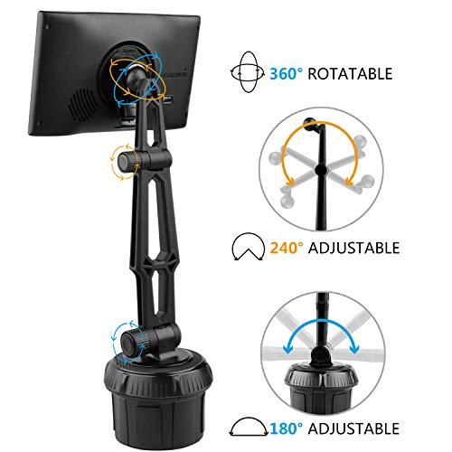 Huanchenda GPS Car Mount Cup Holder with Adjustable Arm for Garmin - Replacement GPS Cupholder Ball Mount for Garmin Nuvi Dezl Drive Drivesmart Zumo Driveassist DriveLuxe StreetPilot RV Portable Navigator