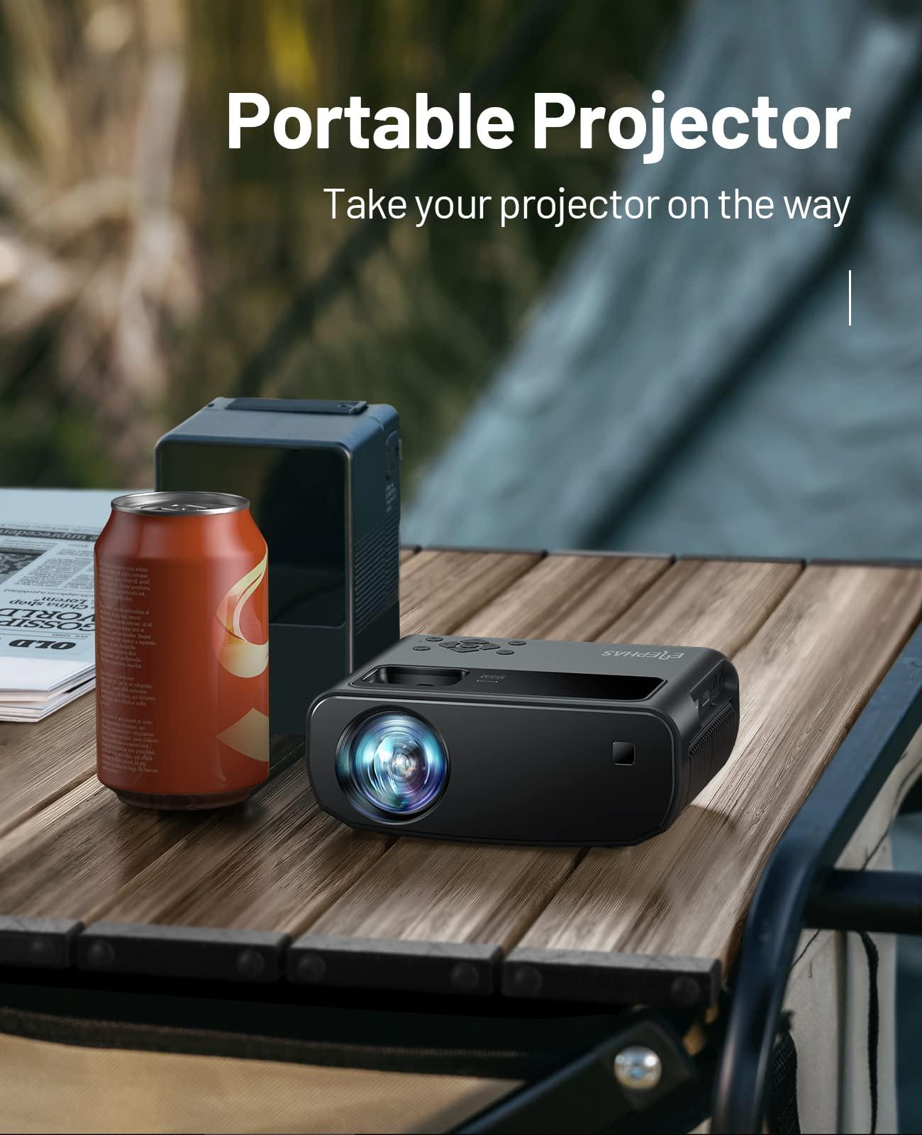 ELEPHAS WiFi Projector for iPhone, ELEPHAS 2024 Upgraded Mini Projector with Tripod & Carry Bag, Full HD 1080P Supported, 200" Display Portable Projector, Compatible with iOS/Android/Windows/TV Stick/HDMI/USB