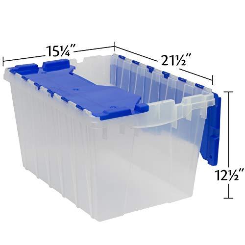 Akro-Mils Akro-Mils 12 Gallon KeepBox File Box Plastic Stackable Storage Container with Hinged Attached Lid and Rails for Hanging File Folders, 21-Inch L x 15-Inch W x 12-Inch H, Clear/Blue