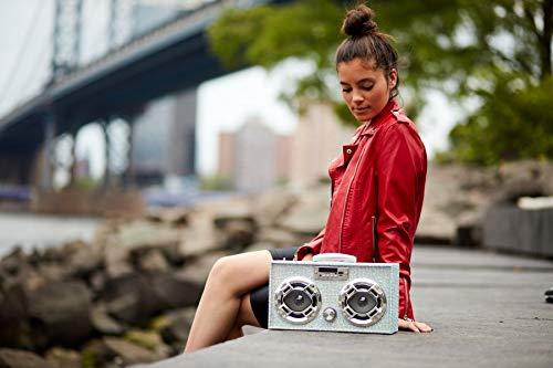 Wireless Express Wireless Express - Mini Boombox with LED Speakers Retro Bluetooth Speaker w/Enhanced FM Radio - Perfect for Home and Outdoor (Retro)