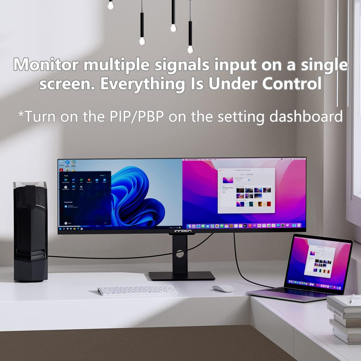 INNOCN INNOCN Ultrawide Monitor 43.8" WFHD 3840 x 1080p 120Hz 32:9 IPS Computer Split Screen 96% DCI-P3 HDR400 FreeSync Premium USB Type-C HDMI Height Adjustable Mountable - 44C1G