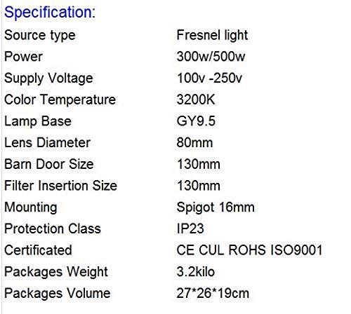 GOWE GOWE 300W/500W Fresnel Light Tungsten Continuous Lights Spotlight Spot Video Lighting