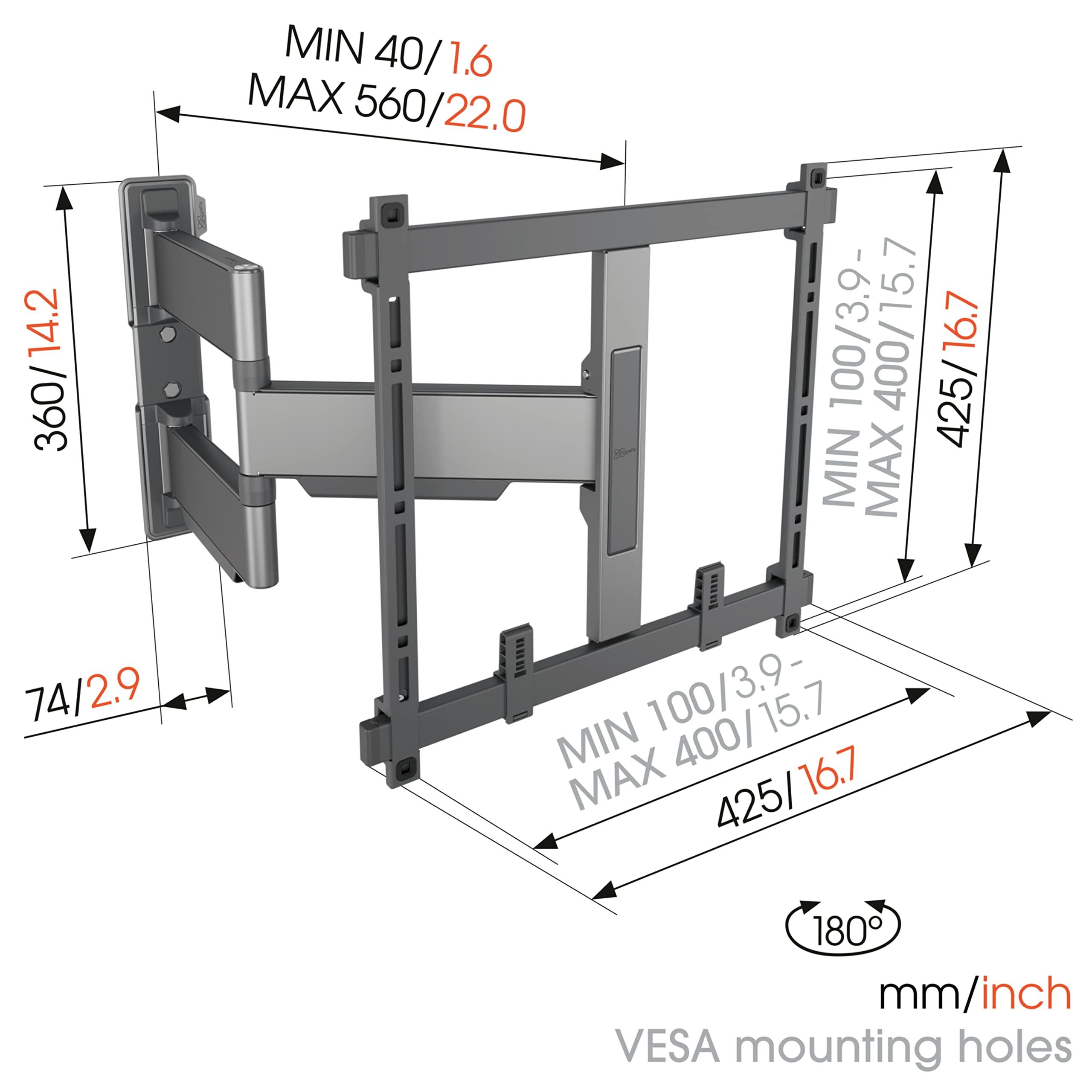 Vogel's Vogel's TVM 5445 Full-Motion Ultra-Thin TV Wall Bracket for 32-65 inch TVs, Max. 77 lbs, Swivels up to 180, Full-Motion TV Mount max. VESA 400x400, Universally Compatible