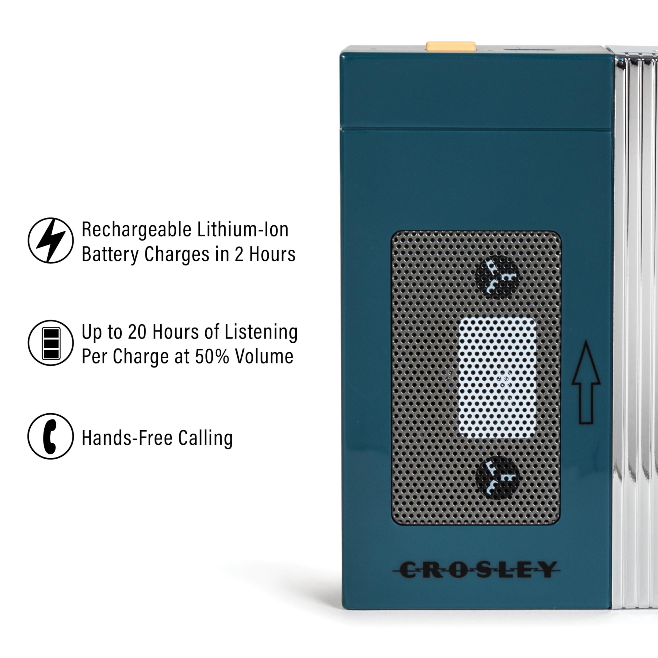 Crosley Crosley CR3047A-TL Mini Retro 80's Portable Bluetooth Speaker, Wireless with Microphone, Vintage, Teal