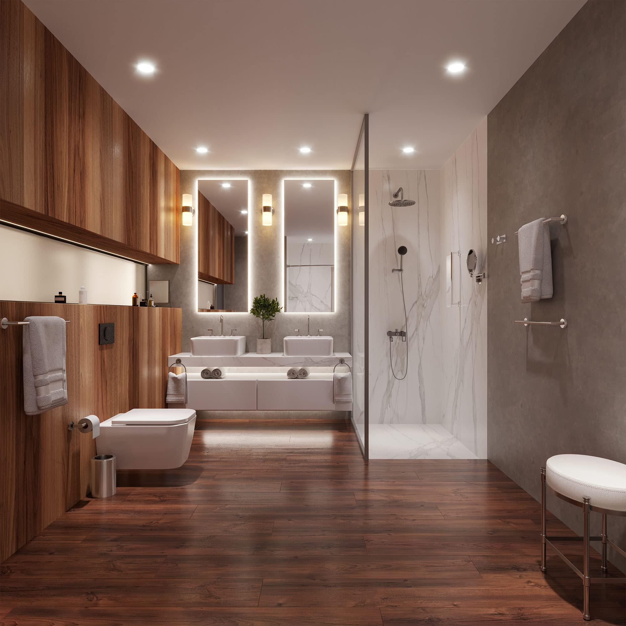 Gatco Gatco 1636 Glam Triple Sconce Chrome | Wall Mounted 19.50\" W 3- Light Bathroom Vanity Lighting Fixture with Frosted Glass Shades