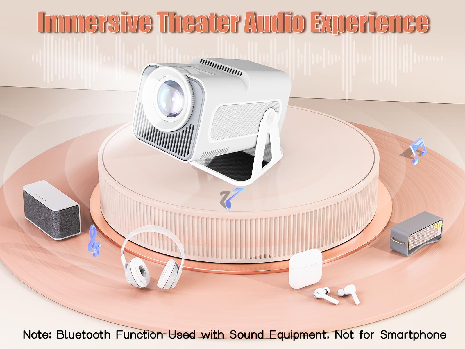 Alwtniet [Netflix Licensed] Smart Mini Projector 320ANSI Native 1080P 4K Support with Official Apps, Portable Projector with WiFi and BT for Home Theater/Outdoor/Bedroom HY320 NTV